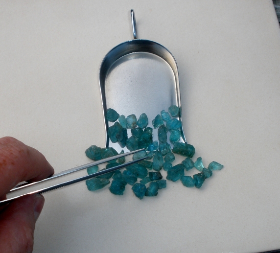 Blue Apatite crystal rough gem mix parcel over 50 carats