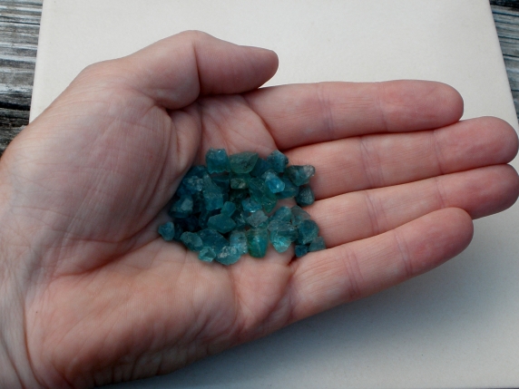 Blue Apatite crystal rough gem mix parcel over 50 carats