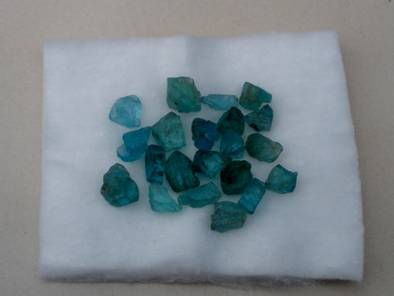 Blue Apatite crystal rough gem mix parcel over 25 carats