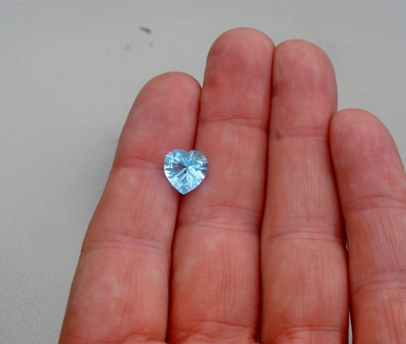 Swiss blue topaz heart laser cut gem 10mm
