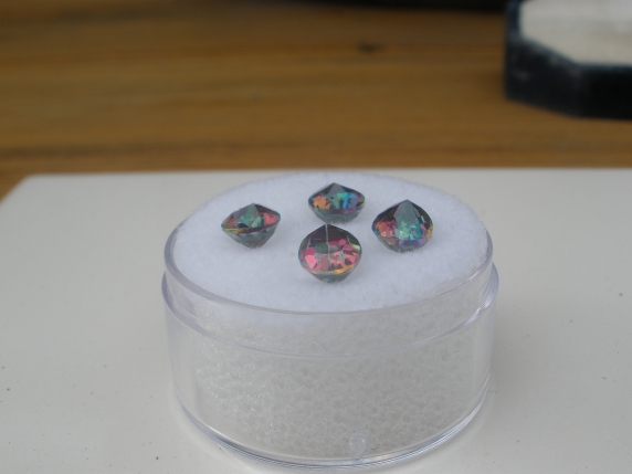 4 Rainbow mystic topaz pear gems 7x5mm each