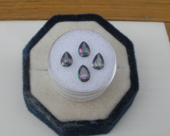 4 Rainbow mystic topaz pear gems 7x5mm each