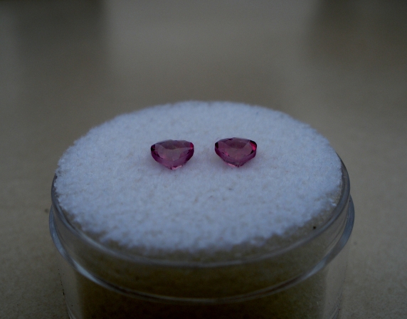 Pink topaz heart gem pair 4mm