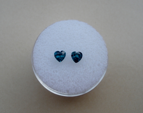 Teal Green Topaz Heart Gem Pair 4mm