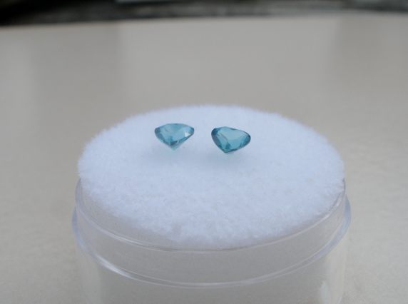 Teal Green Topaz Heart Gem Pair 4mm