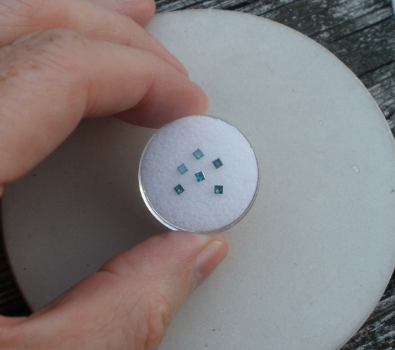 6 Blue princess natural diamonds 2mm each