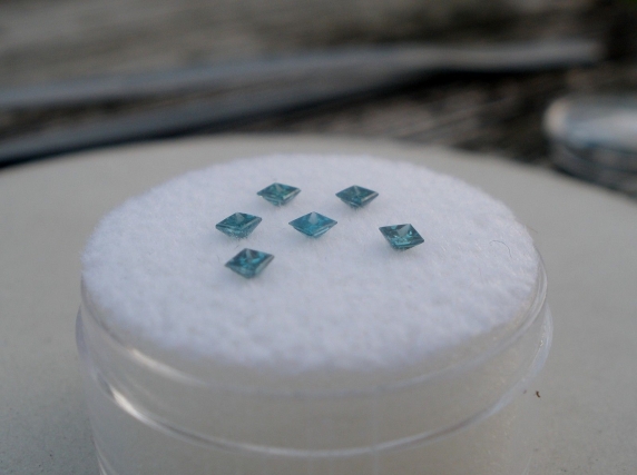 6 Blue princess natural diamonds 2mm each