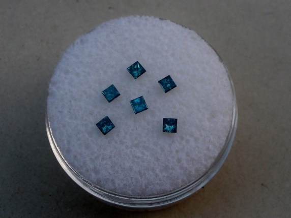 6 Blue princess natural diamonds 2mm each
