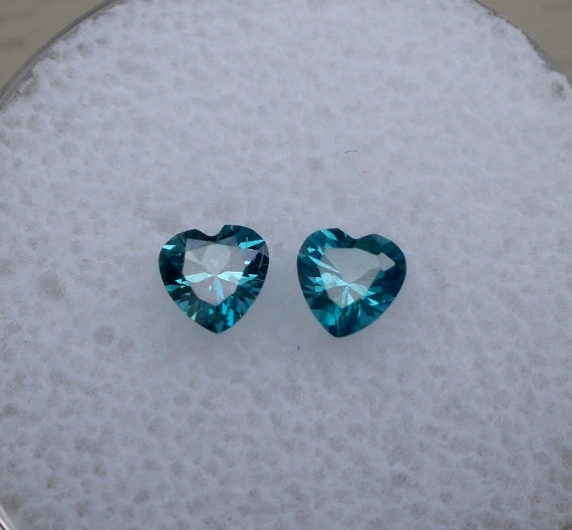 Teal Green Topaz Heart Gem Pair 4mm