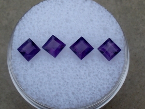 4 Loose Natural African Amethyst Square Gems 4mm Each