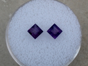 2 Loose Natural African Amethyst Square Gems 4mm Each