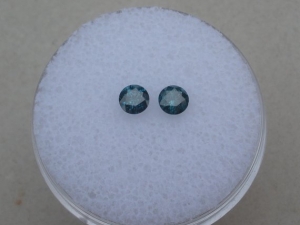 Blue Diamond Loose Round Faceted Pair 3.5mm each