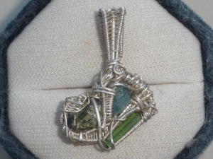 Multi Tourmaline Wire Wrapped Sterling Silver Pendant