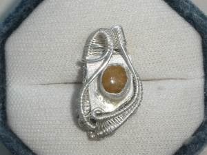 Sunstone Sterling Silver Wire Wrapped Pendant