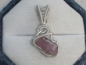 Rubellite Sterling Silver Wire Wrapped Pendant