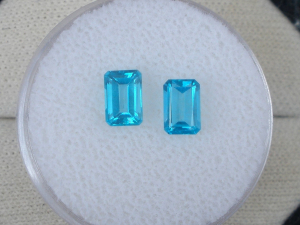 Swiss Blue Topaz Emerald Loose Faceted Natural Gem Pair 6 x 4mm