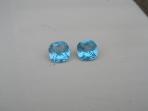 Glacier Blue Topaz Cushion Loose Faceted Natural Gem Pair 9mm each