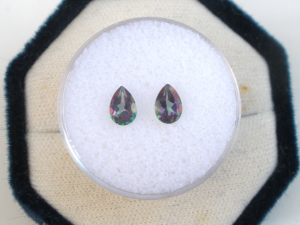 Rainbow Mystic Topaz Pear Gem Pair, Faceted Jewelry Making (6x4mm)
