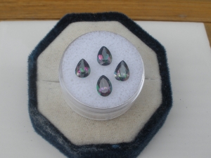 4 Rainbow mystic topaz pear gems 7x5mm each